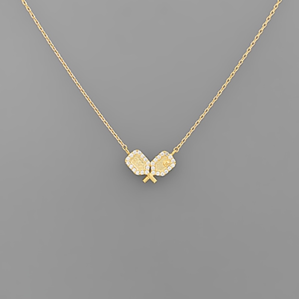 Pave Pickleball Pendant Necklace
